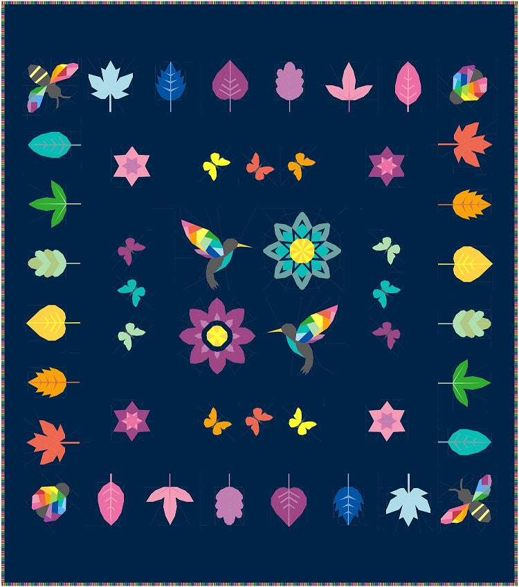 Meadow Pattern FPP Quilt navy