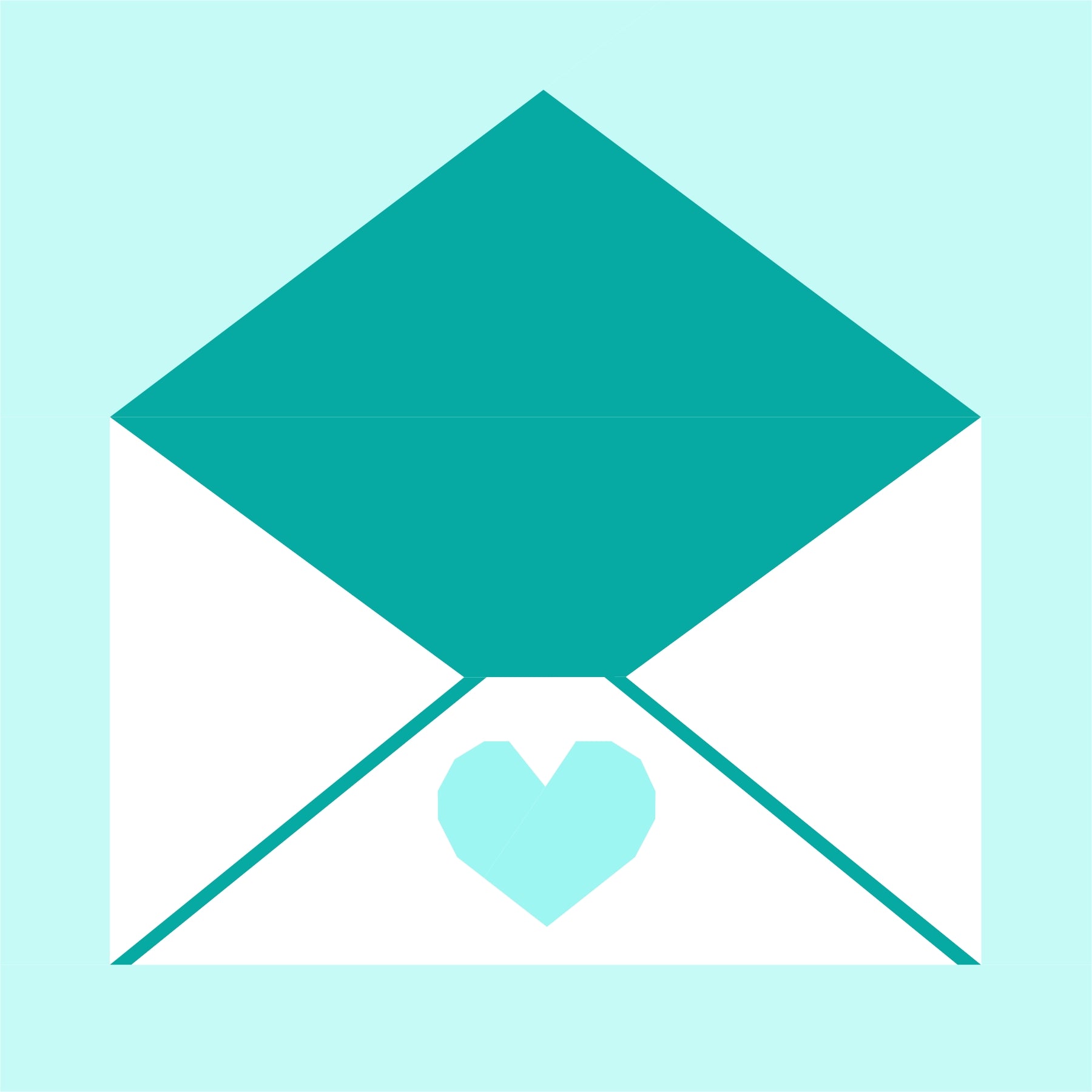 love letter paper pieced pattern aqua