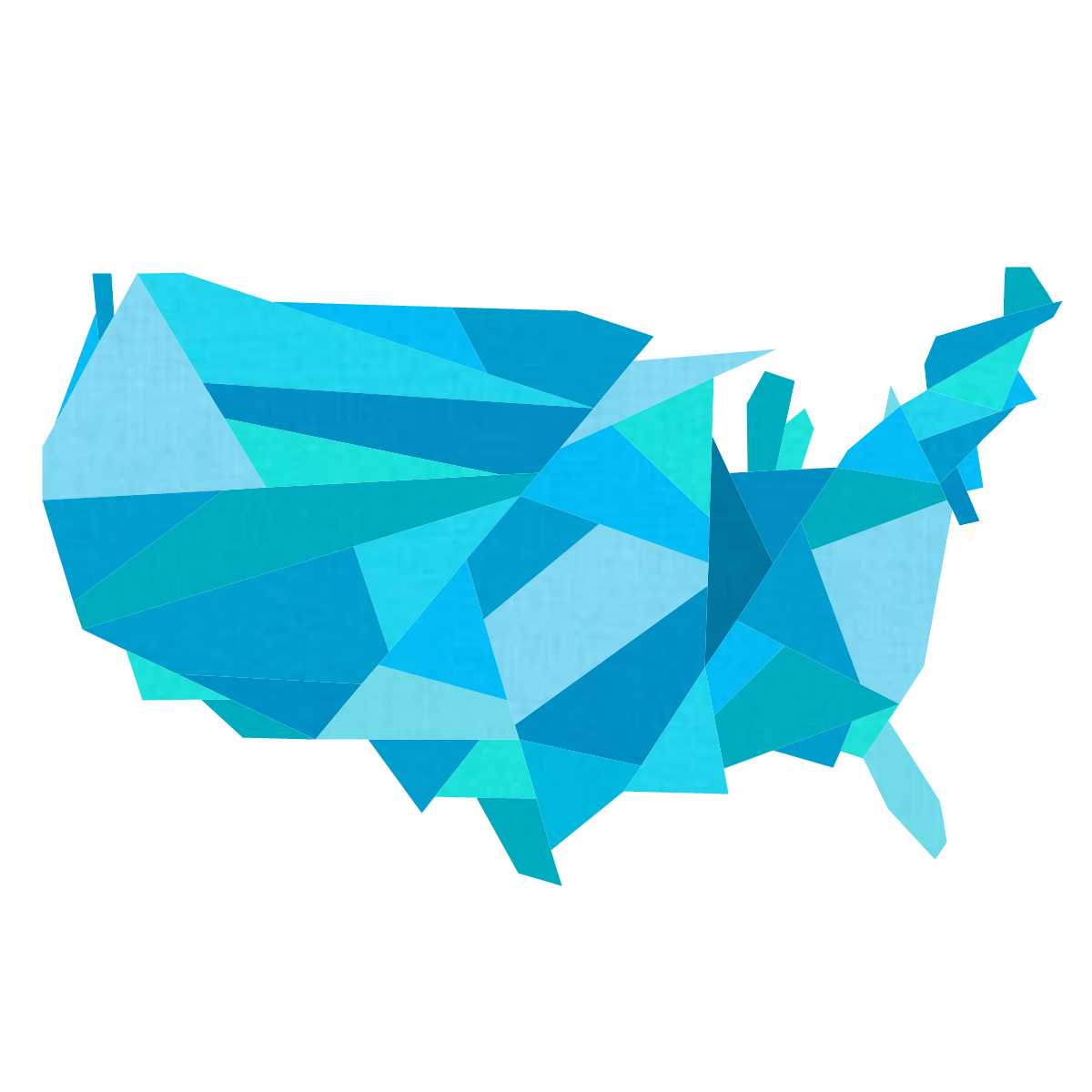 blue geometric continental United States paper pieced pattern