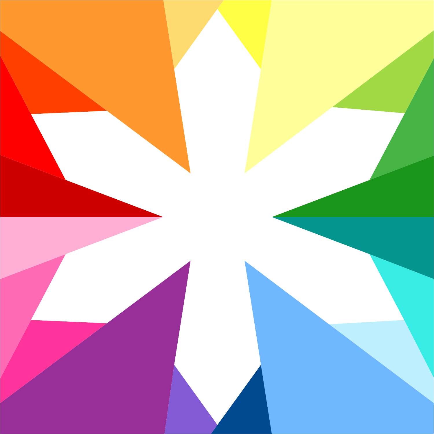 asterisk paper pieced pattern in rainbow
