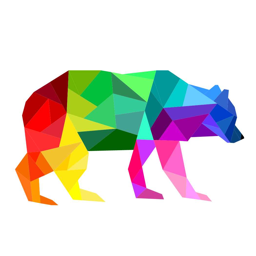 geometric bear foundation paper pieced pattern in rainbow colours