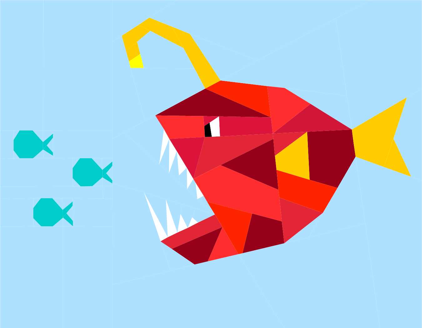 geometric anglerfish paper pieced pattern red