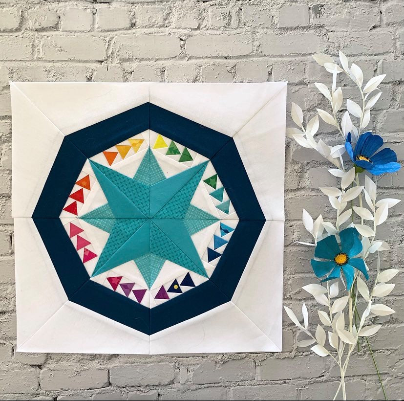 Crackle paper pieced pattern with mini flying geese