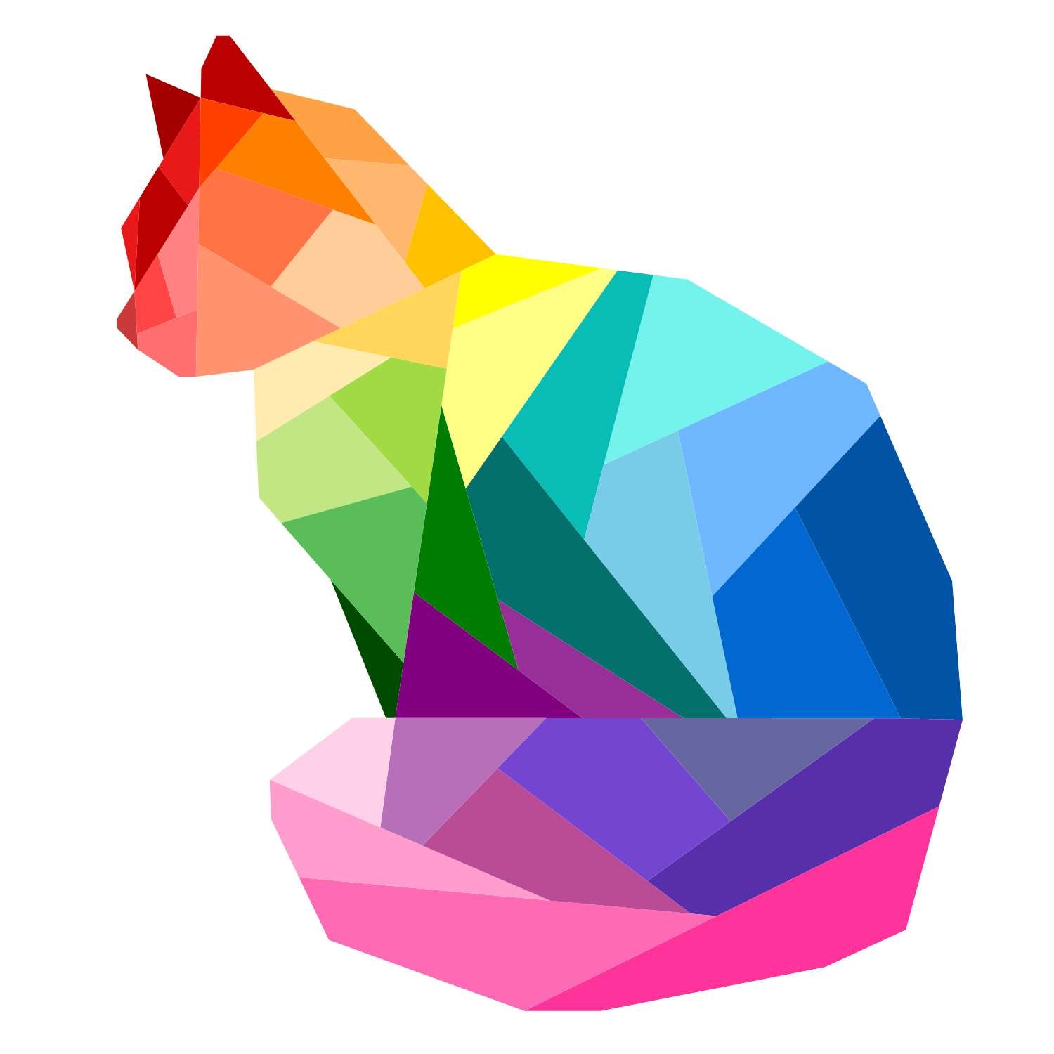 geometric rainbow cat silhouette paper pieced pattern