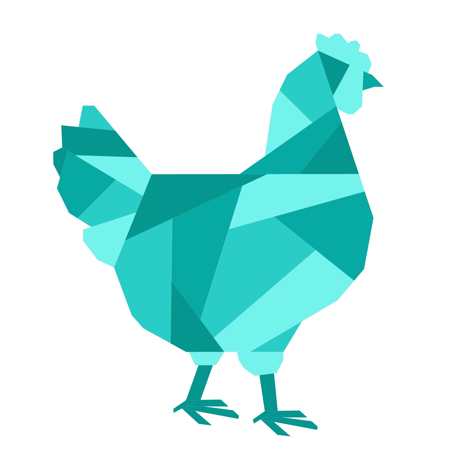 geometric chicken pattern in aqua