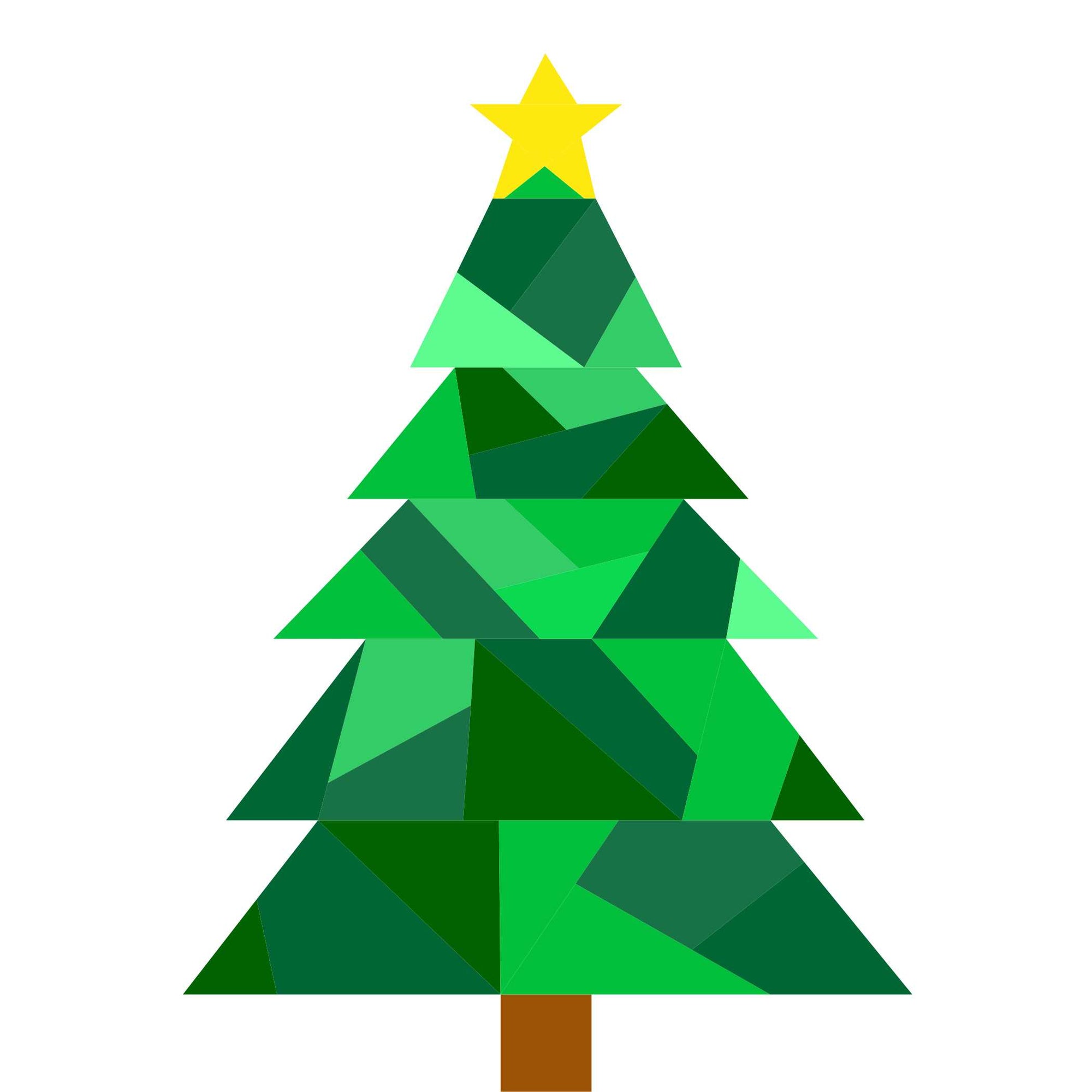 geometric christmas tree with a star on top paper pieced pattern