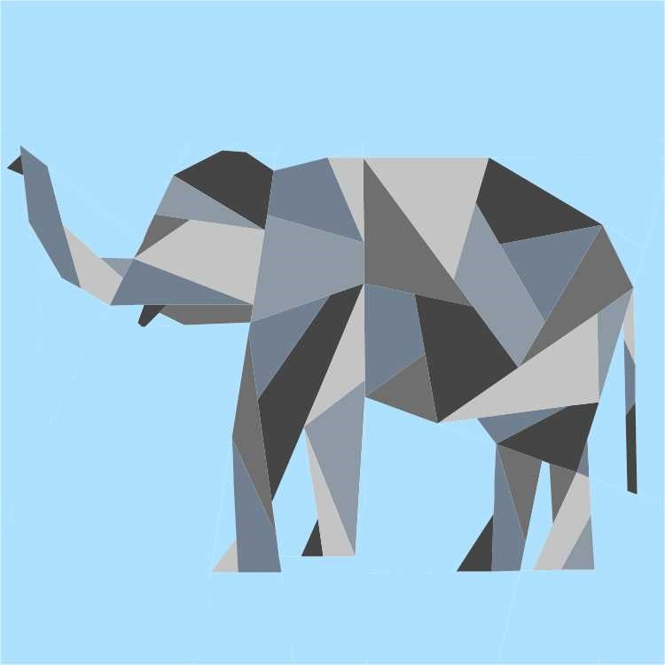 geometric elephant paper pieced pattern