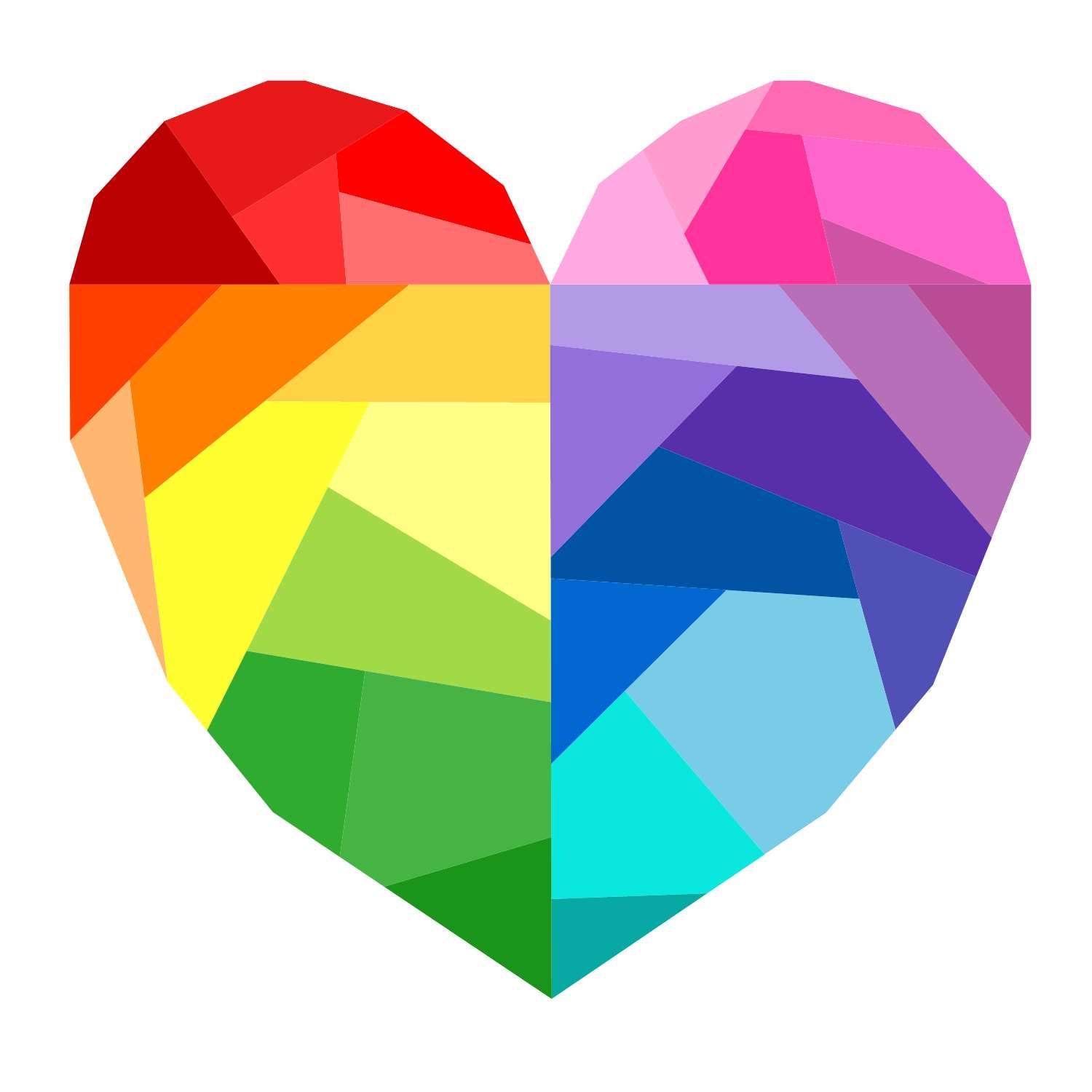 rainbow geometric heart paper pieced pattern