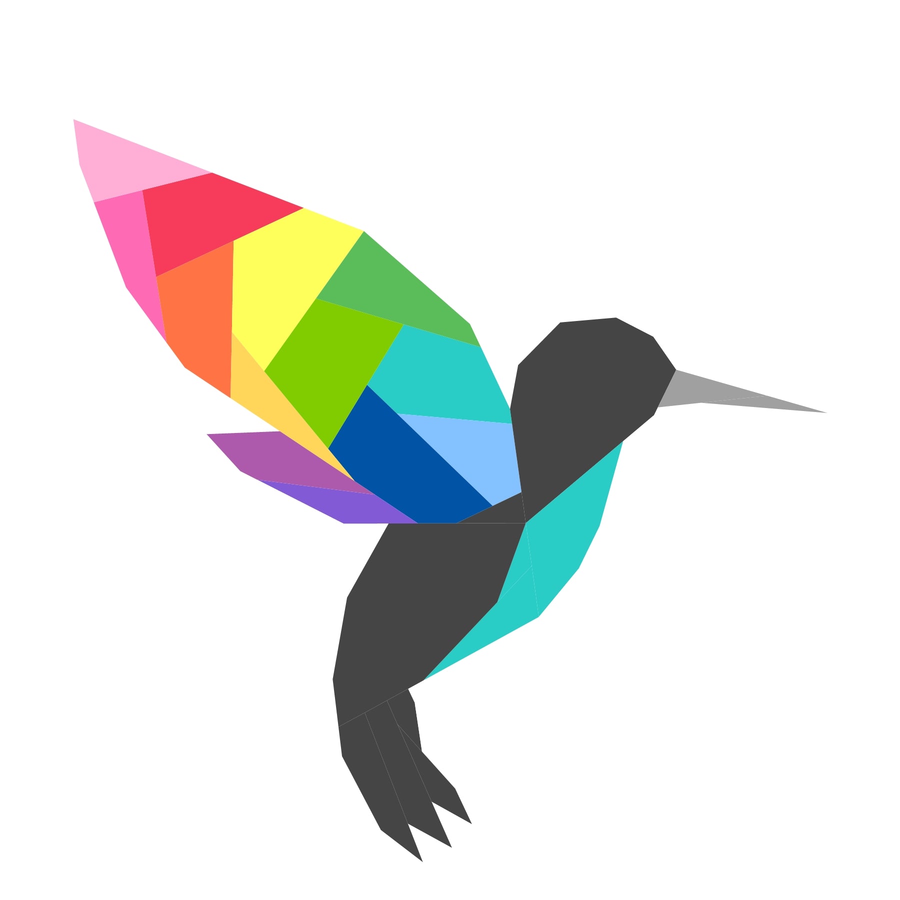 hummingbird FPP pattern with rainbow geometric wing 