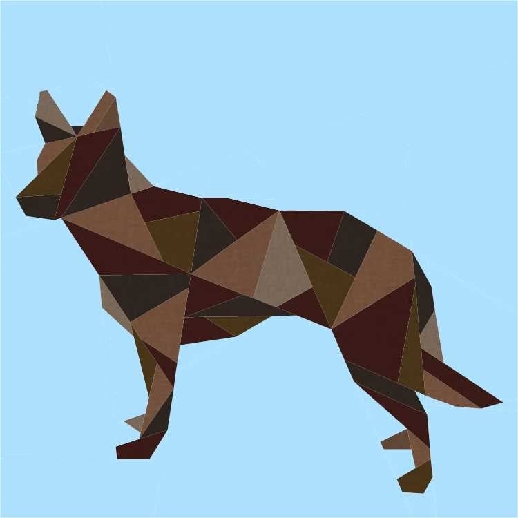 geometric kelpie dog paper pieced pattern