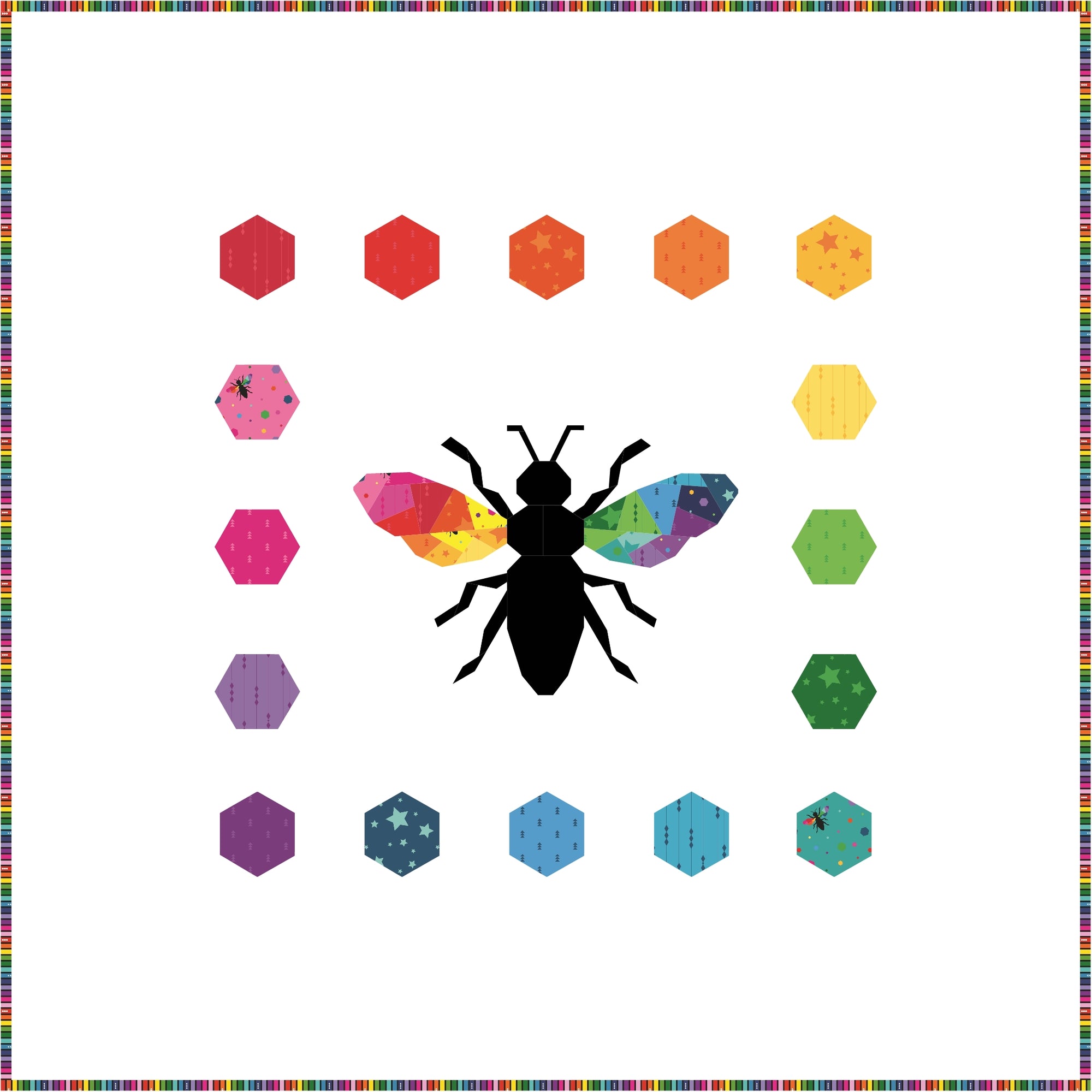 Hexie Bee quilt paper pieced pattern