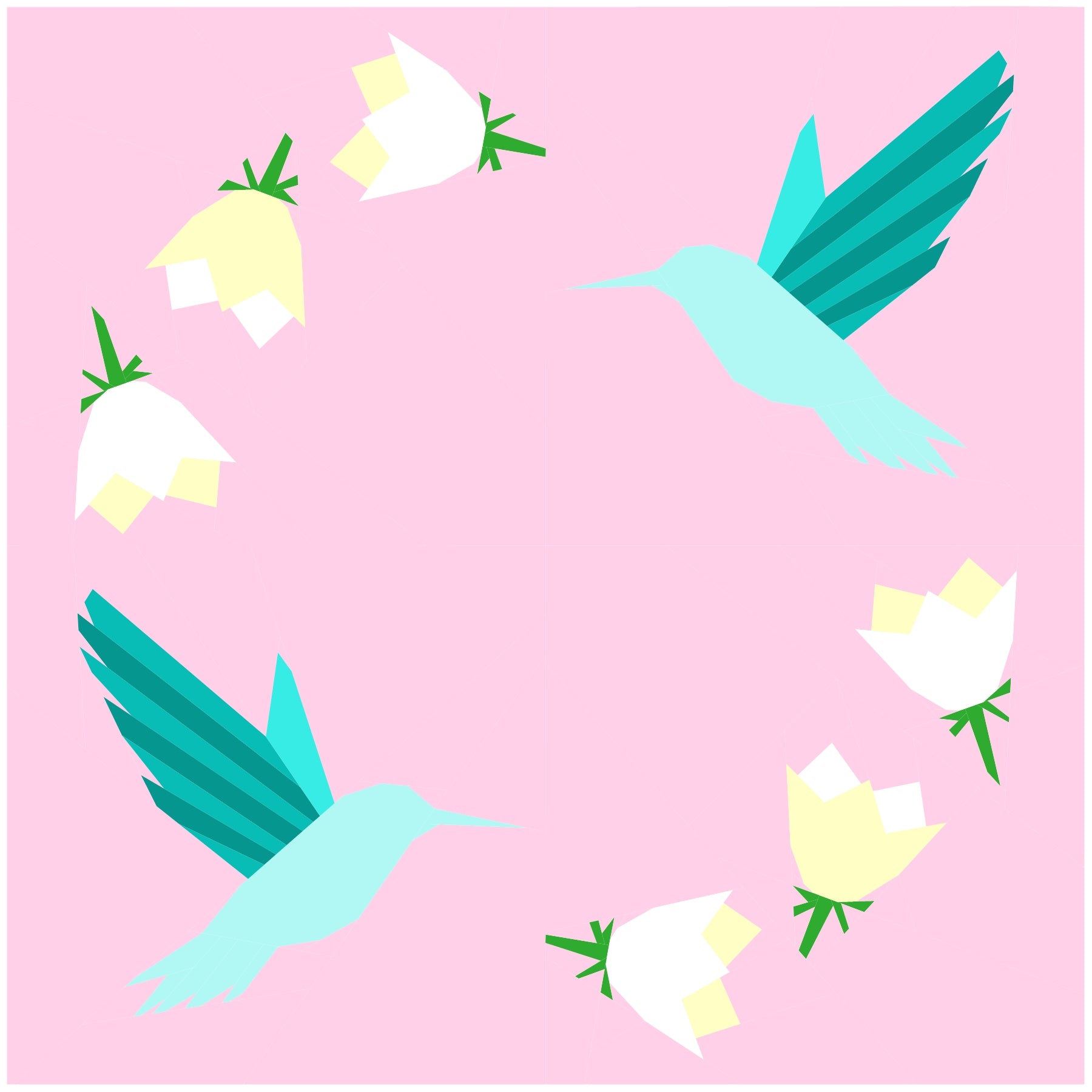 Hummingbird Wreath Paper Pieced Pattern