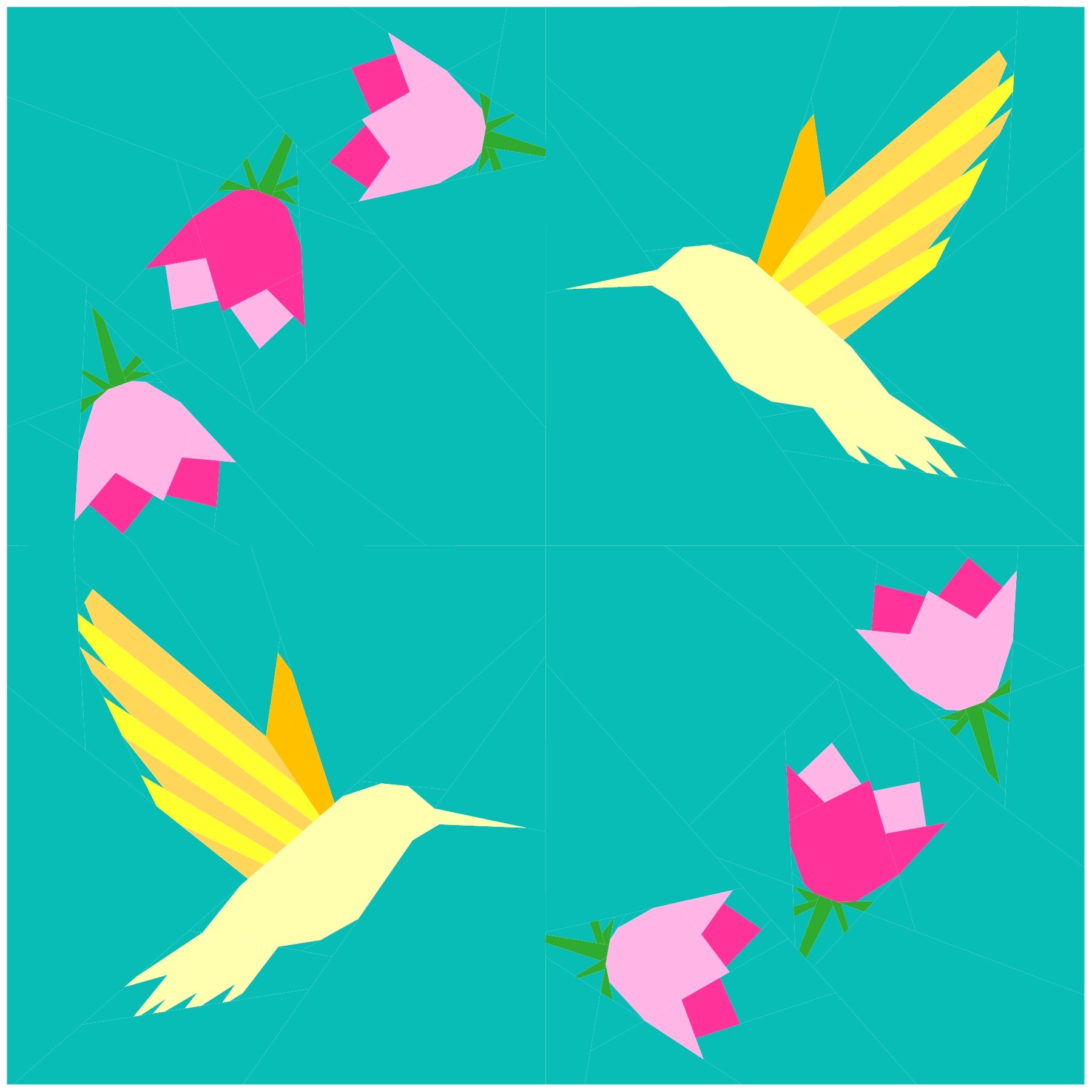 Hummingbird Wreath Paper Pieced Pattern