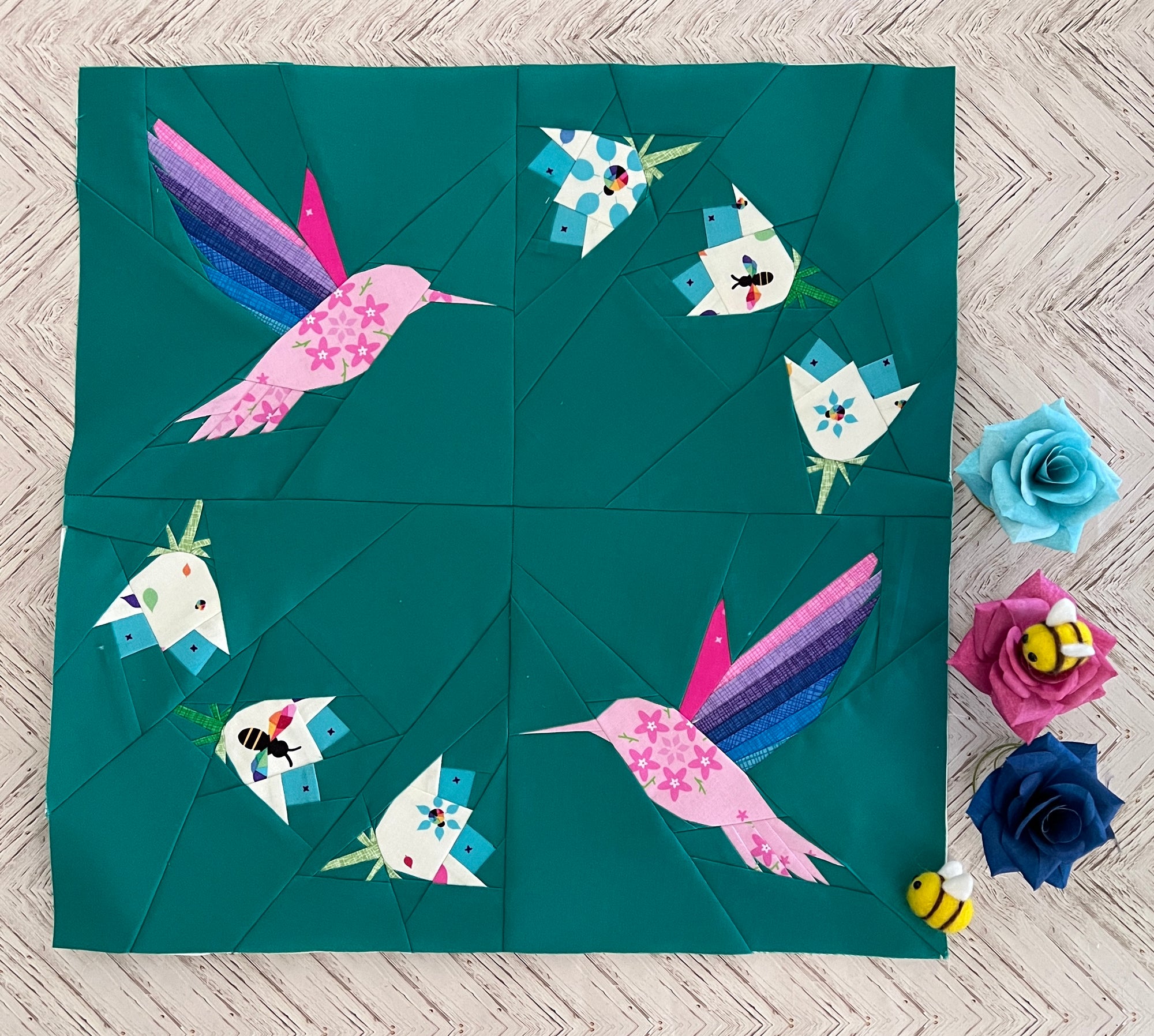 Hummingbird Wreath Paper Pieced Pattern