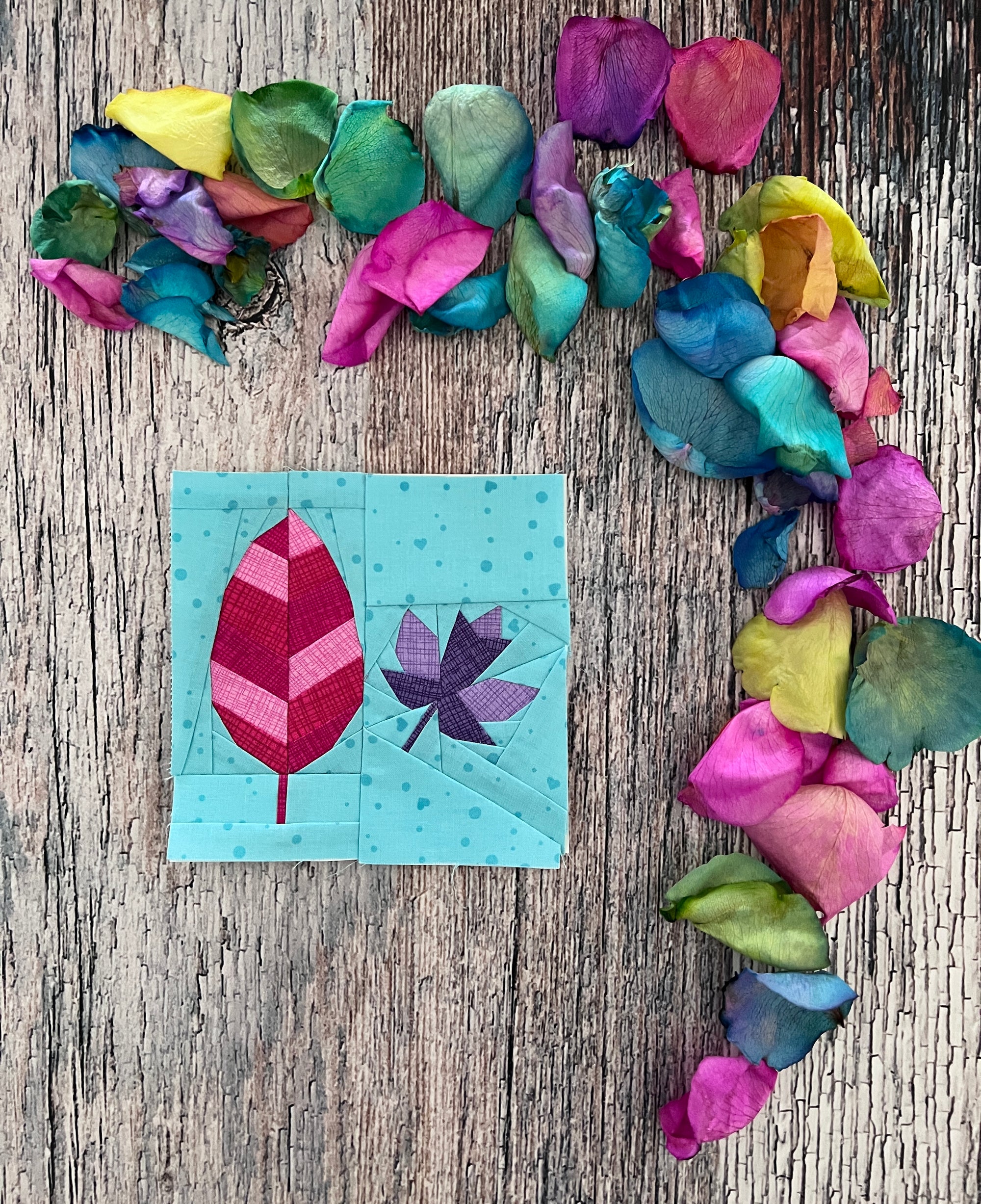 lovely leaves paper pieced pattern sewn in fabric