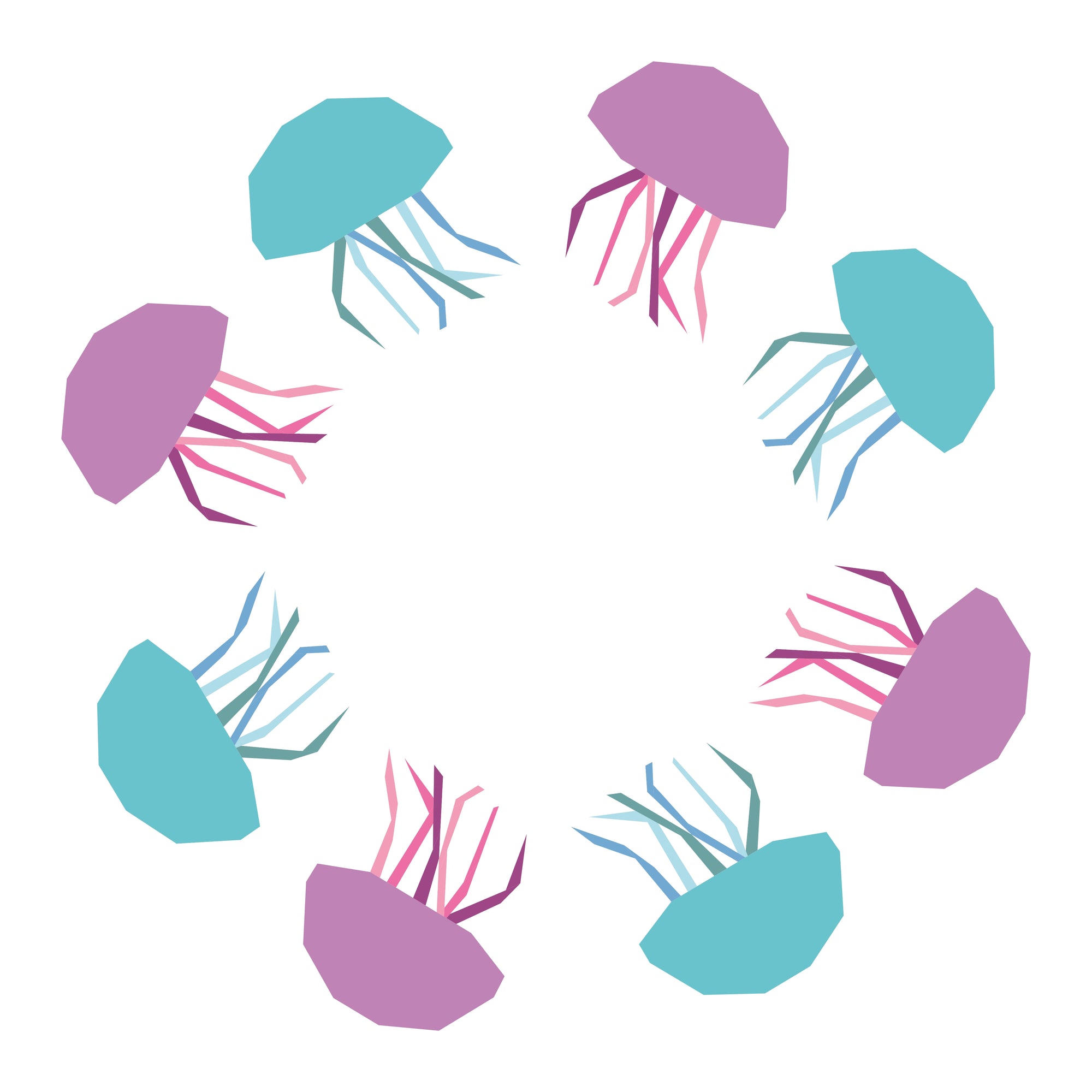 bloom of jellyfish paper pieced pattern purple and aqua