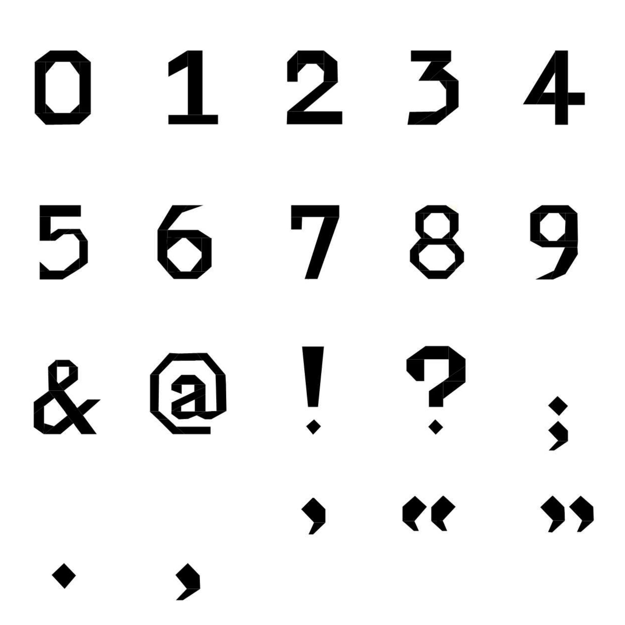foundation paper pieced bundle of typewriter script numbers and punctuation for a complete alphabet