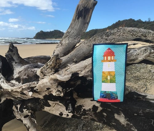 geometric lighthouse paper pieced pattern sewn in fabric