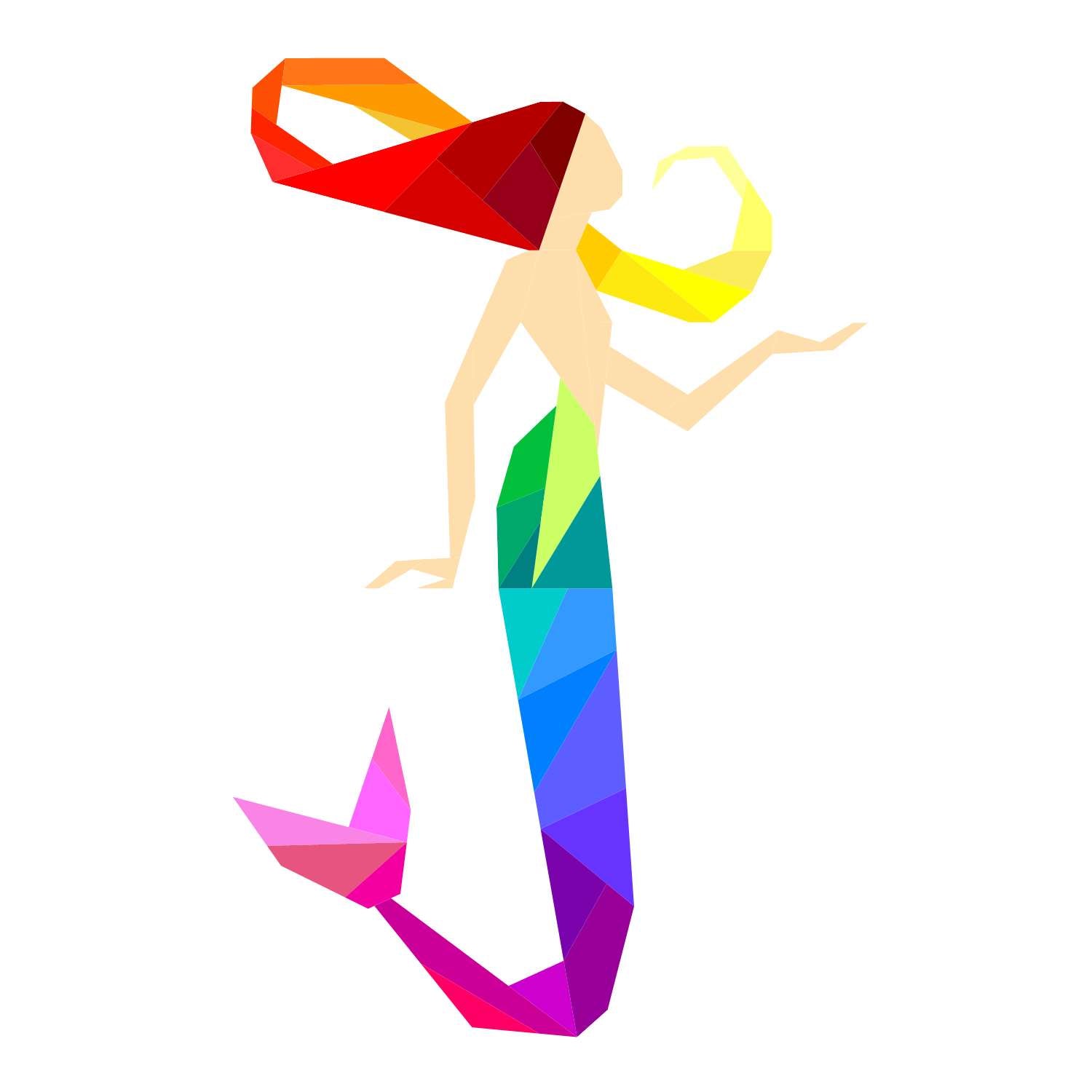 rainbow geometric mermaid paper pieced pattern