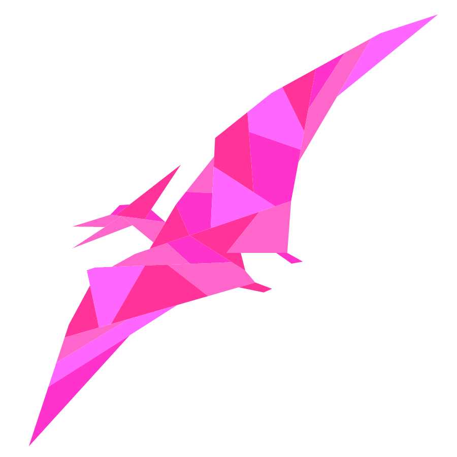 geometric dinosaur paper pieced pattern showing a pteradactyl or pteranadon