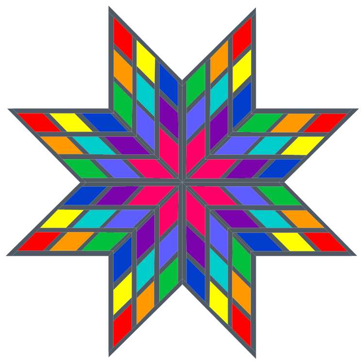 rainbow sashed lonestar paper pieced pattern