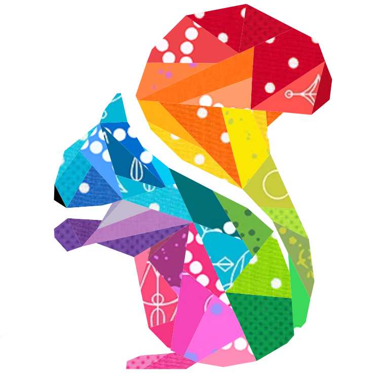 rainbow geometric squirrel paper pieced pattern