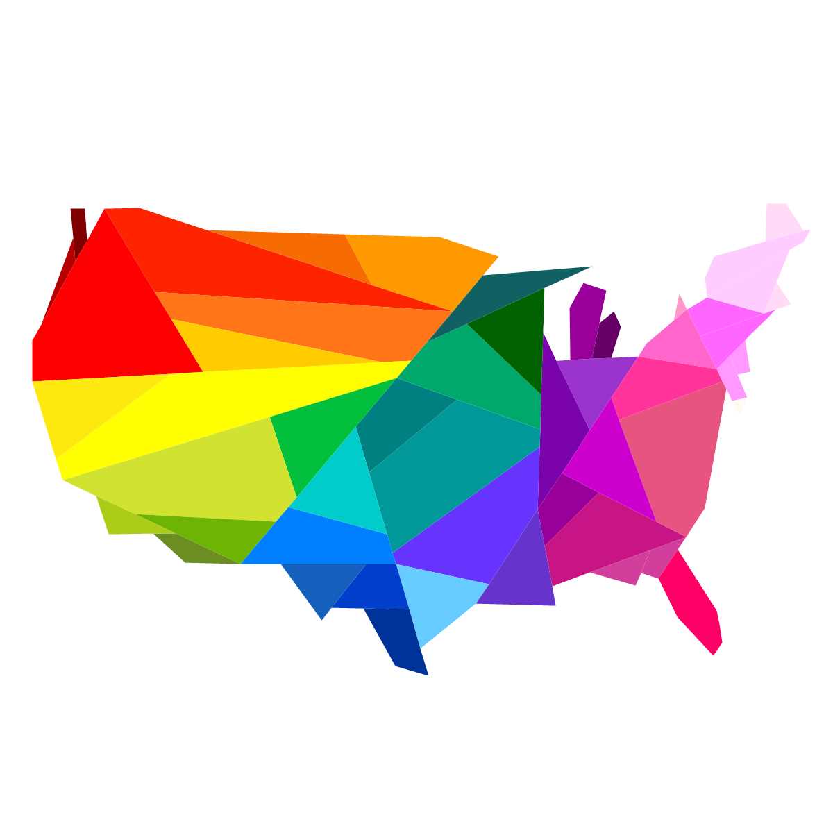 rainbow geometric continental United States paper pieced pattern