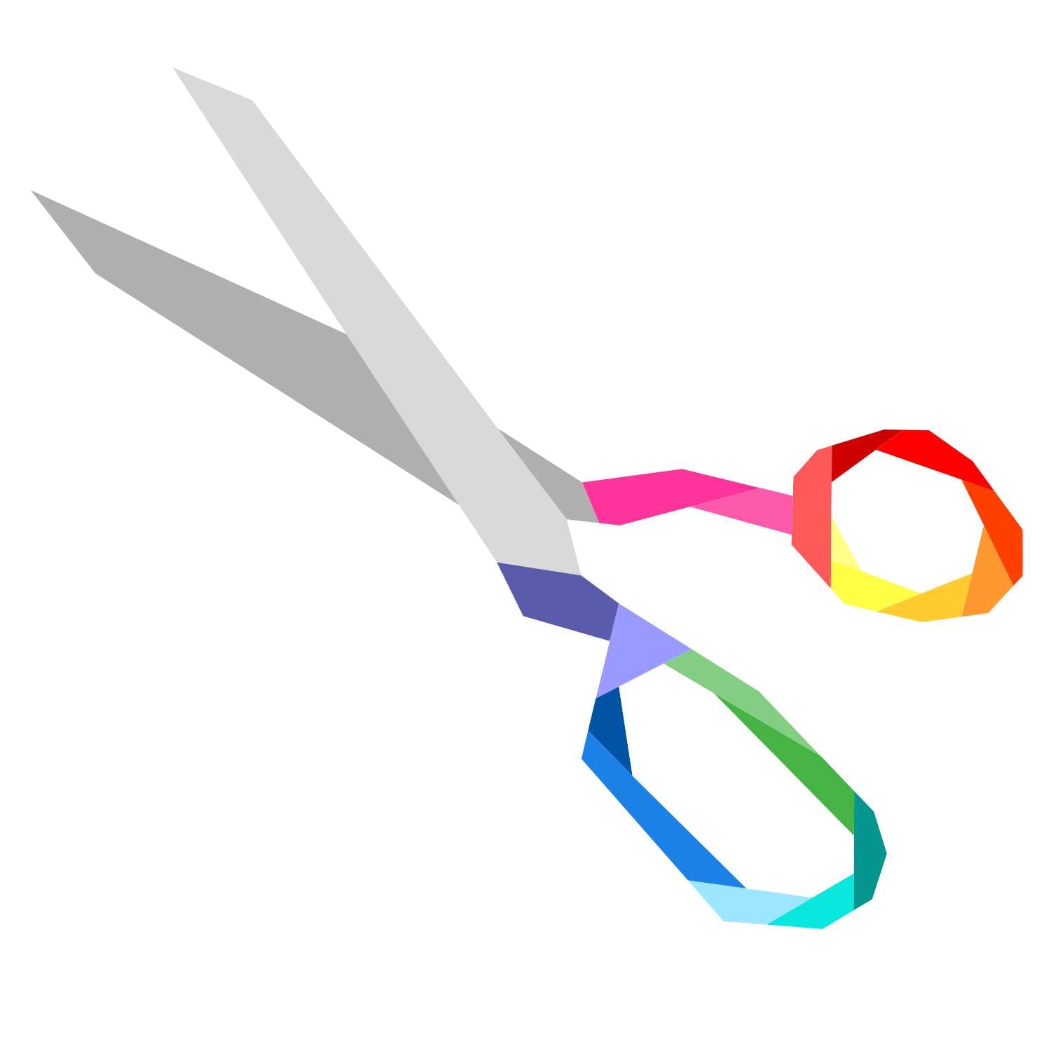 rainbow geometric handled scissors paper pieced pattern
