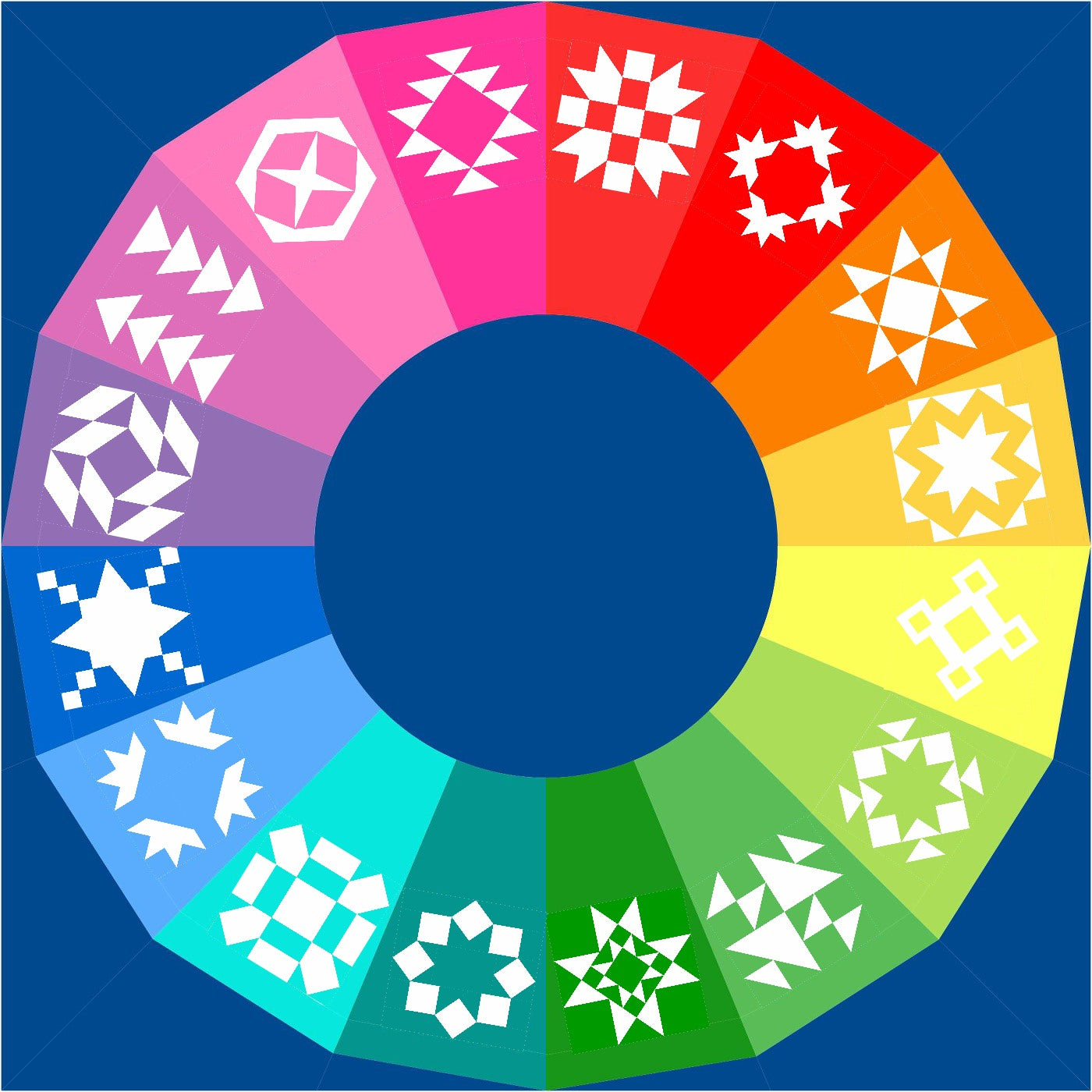 rainbow colour wheel Shades of Scotland paper pieced quilt pattern