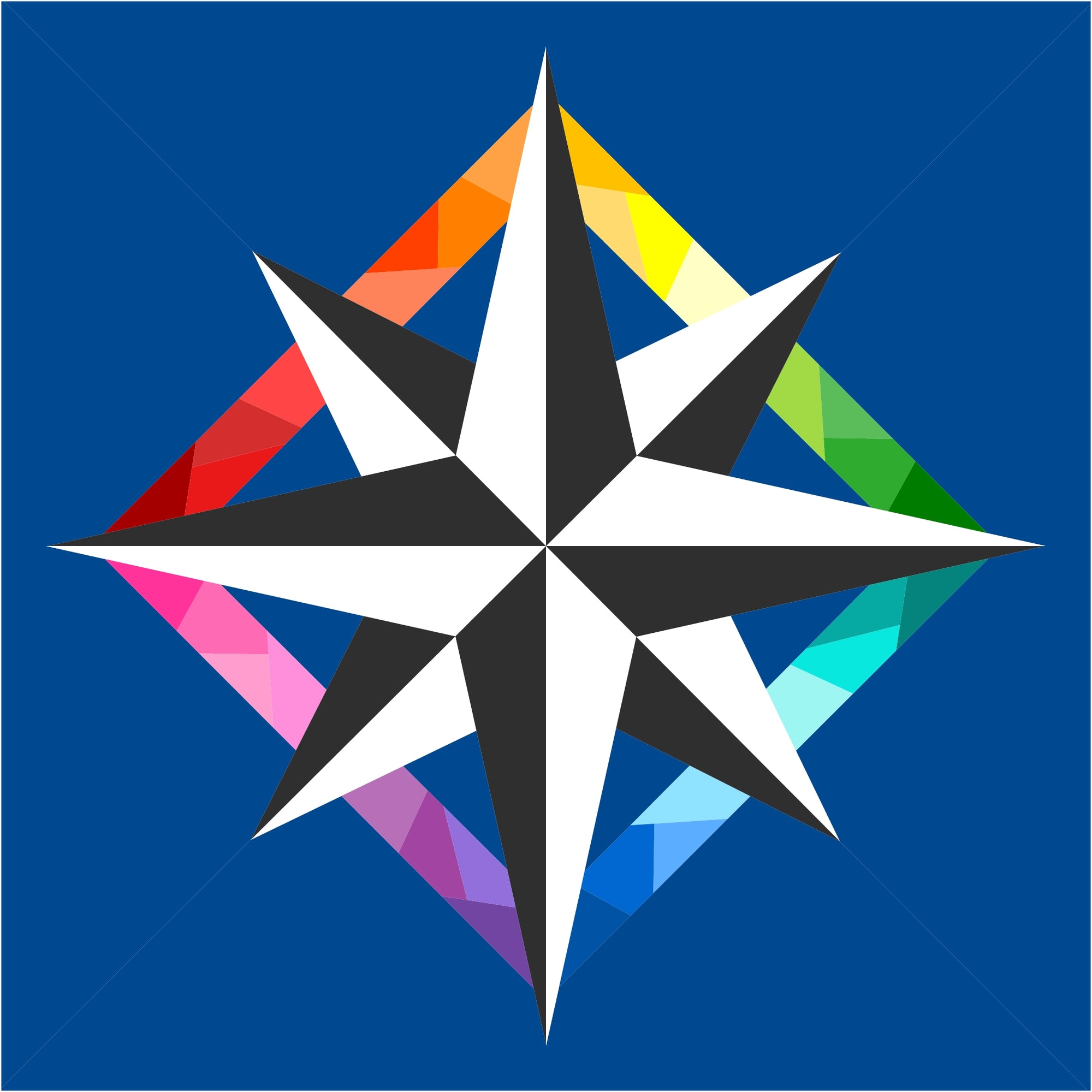 geometric frame on a mariner's compass paper pieced pattern