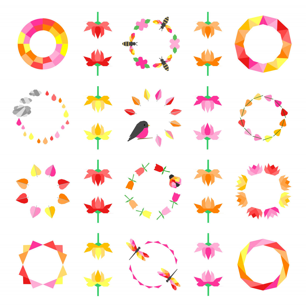 In The Garden Pattern Quilt warm colours on white