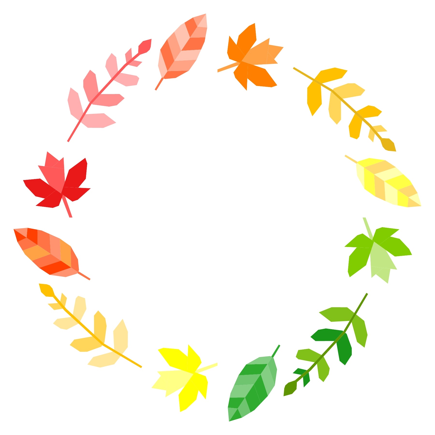 wreath of leaves paper pieced pattern in seasonal colours