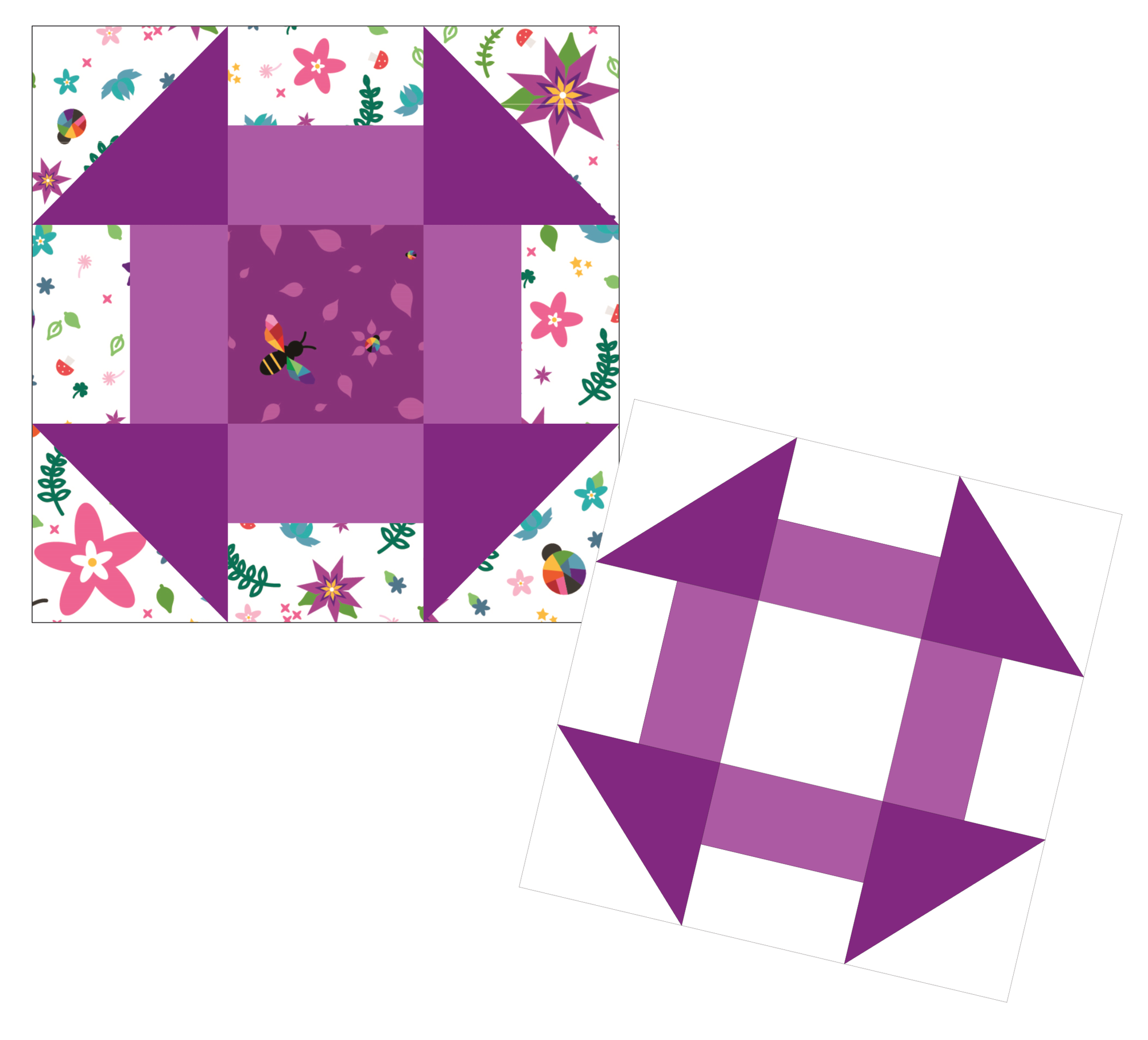 Churn Dash Paper Pieced Pattern Multiple Sizes