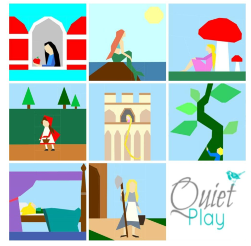 foundation paper pieced bundle of patterns featuring a variety of fairytale characters