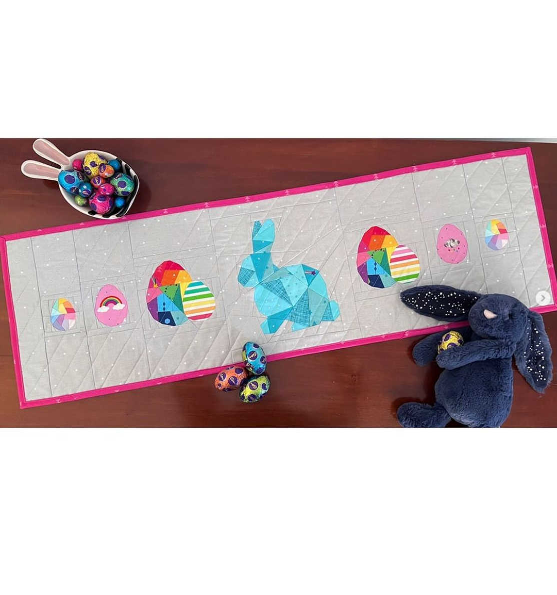 Hoppy easter table runner paper pieced pattern
