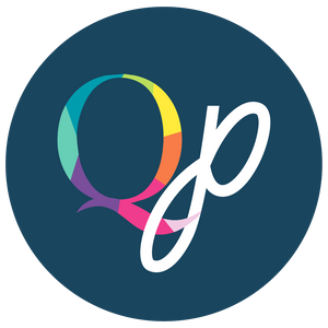 QP monogram on navy circle background