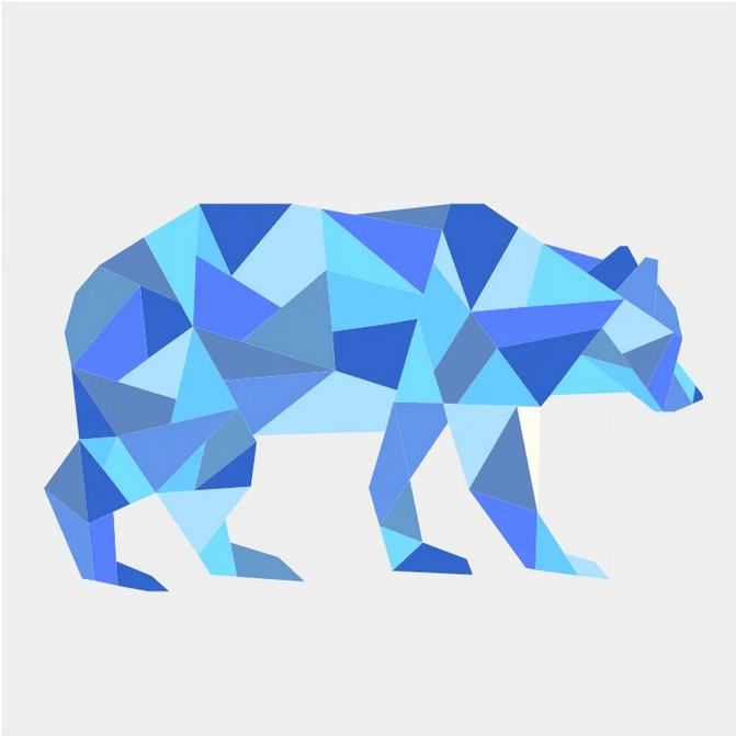 geometric bear foundation paper pieced pattern in shades of blue